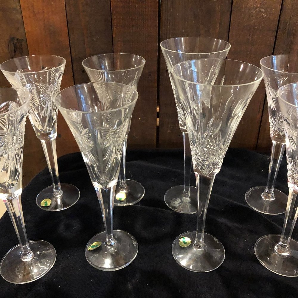 8 Waterford Crystal Champagne Flutes